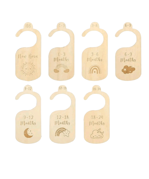 Wooden Baby Clothing Organizer Hanger (Set of 7)