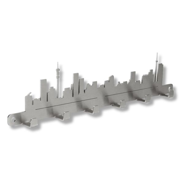 Johannesburg Skyline Key Hanger - Stainless Steel Wall Organizer