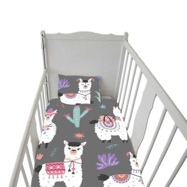 Llamas on Grey Cot Duvet Set