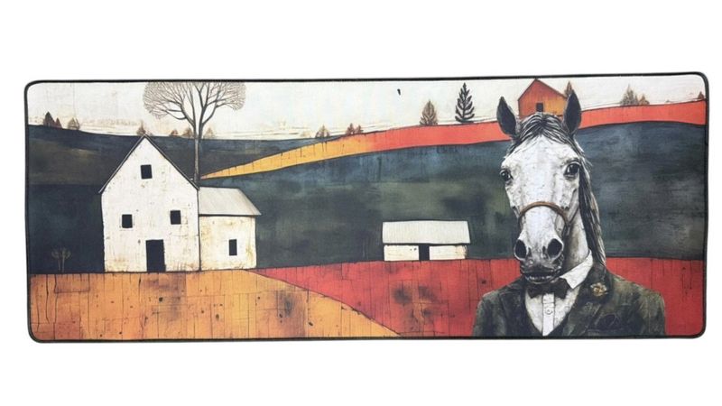 Versatile Desk/Kitchen/Bar Mat - Handsome Grumpy Horse in Black