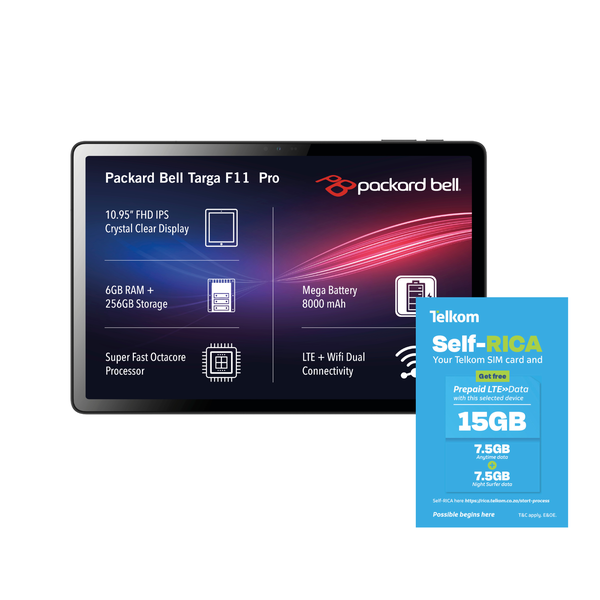Packard Bell TargaF11 11" LTE+Wifi 6GB+256GB Tablet + 15GB Telkom Data Sim