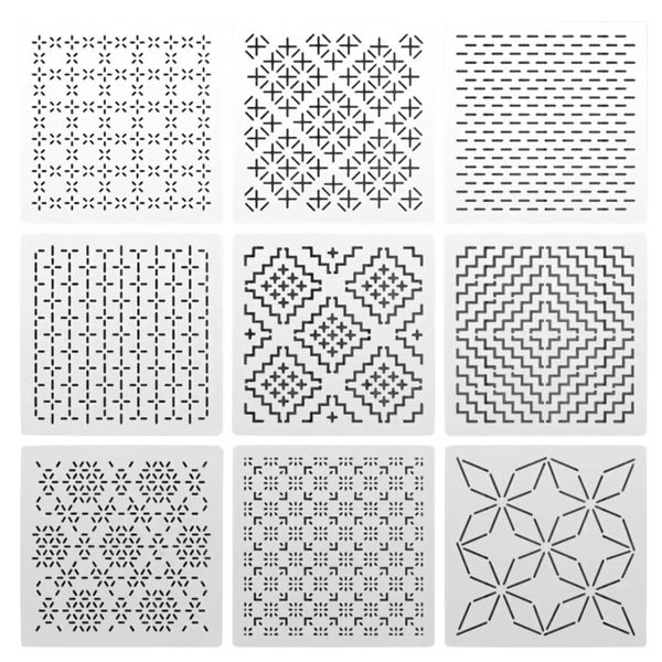 Craft DIY Reusable Geometric Quilting Embroidery Pattern Stencil (13cm) 9pc