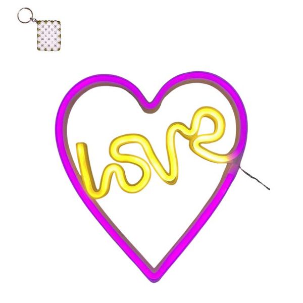 FA-A36 Love Heart Neon Sign Lamp USB And Battery Operated And A Keyholder