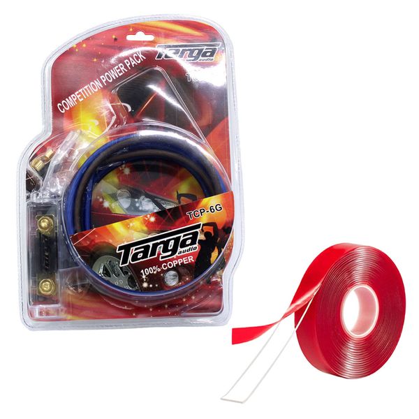 Targa TCP-6G 6 Gauge Competition Pack Wiring Kit &amp; Double Sided Tape