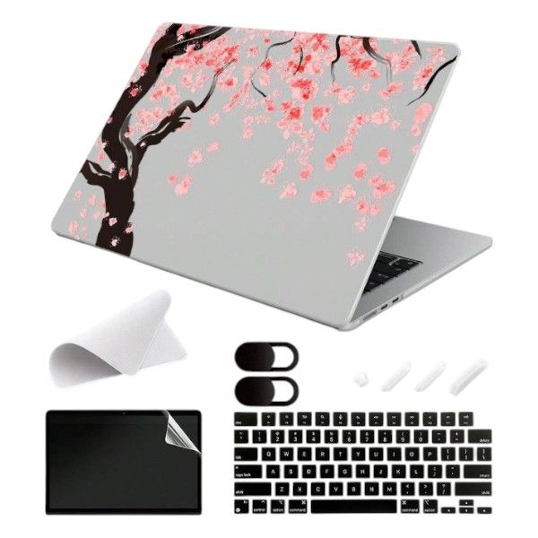 Cherry Blossom Design Hard Shell Case With Non-Slip Rubber Feet-Transparent