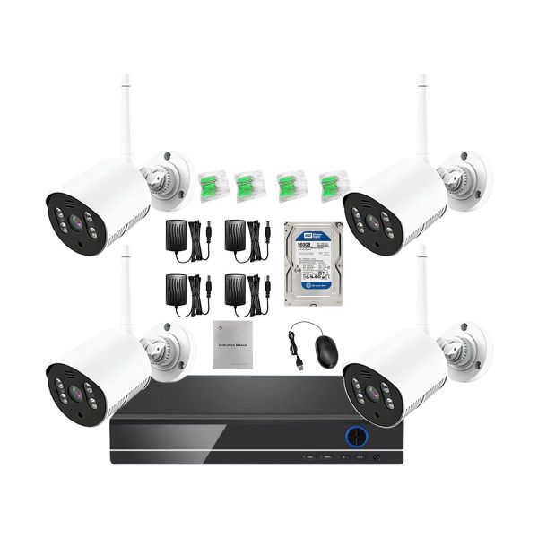 Security Camera System Kit, 8CH 2MP WiFi NVR + 500 GB HDD +4 Cameras HUAOI