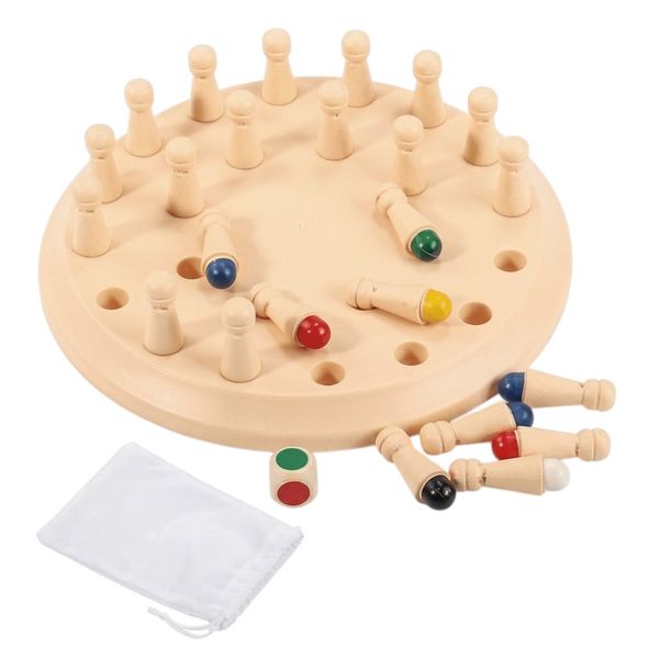 27 Piece - Classic Wooden Memory Chess Game - Beige