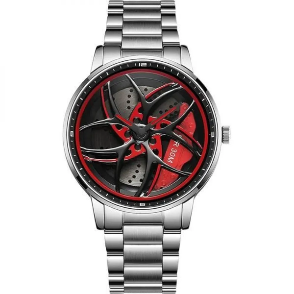 BBA-Men's Watch Designer, 3D Hollow Rotating Wheel Stainless Steel