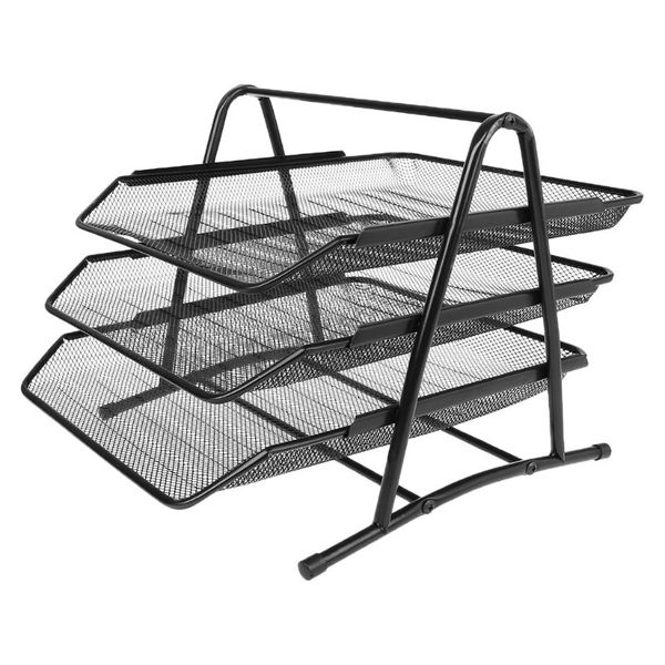 3-Tier Wire Mesh Letter Tray Set - Black