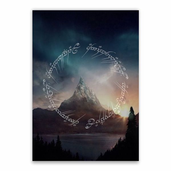 LOTR Symbol Mountain Background Poster - A1
