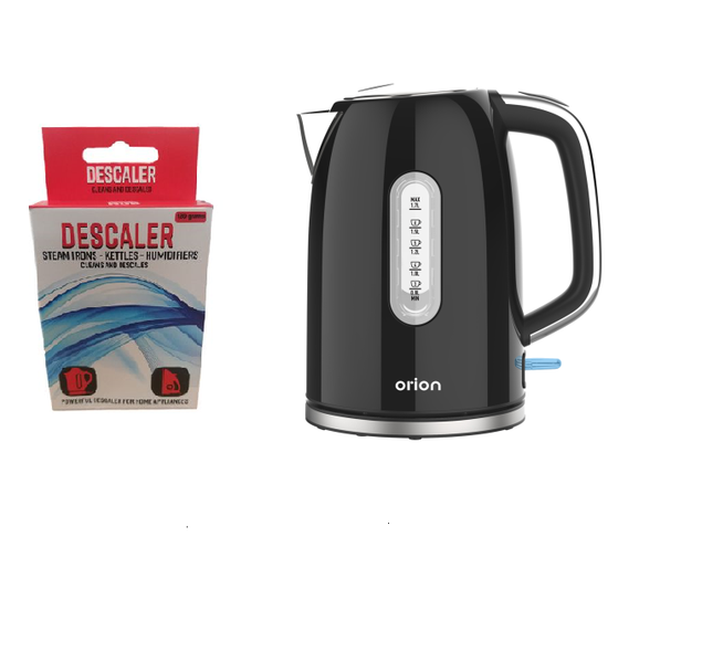Orion Black Stainless Steel 1.7 L Kettle and Home Hub Descaler