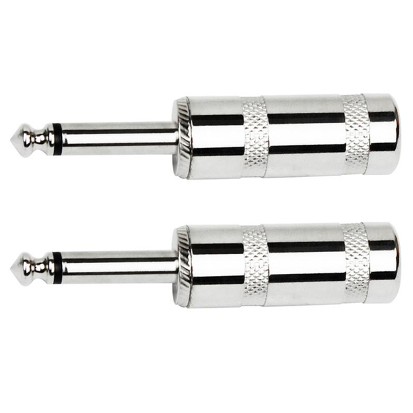 2-Pack 6.3mm (1/4 Inch) Mono Jumbo Jack Plugs - Heavy-Duty Metal Connectors