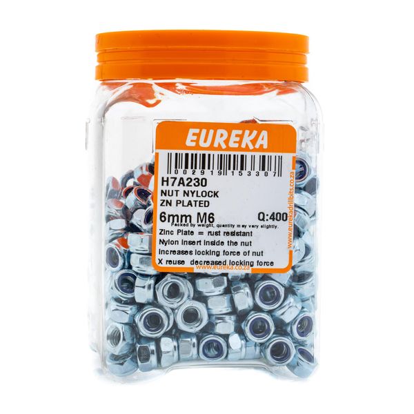 EUREKA Nylock Nut Zinc Plated 6mm M6 Q:400 H7A230