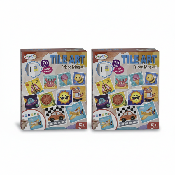 Art+Craft DIY Ceramic Tile Magnet Kit for Painting and Decorating - 2 Pack
