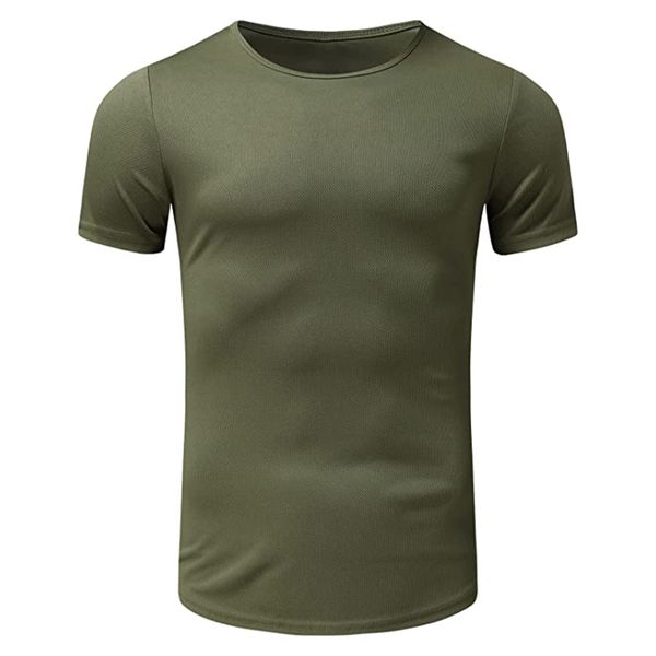 Men Dry Fit Short Sleeve Casual Gym T-Shirts Breathable Staying Cool Muscle