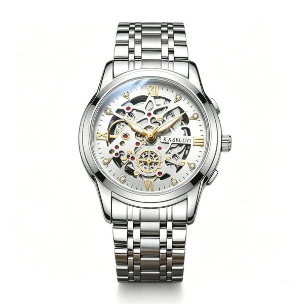 Hollow Out Mechanical Style Diamond-Encrusted Men's Watch
