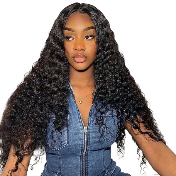 4x4 HD Lace Pre Cut Water Wave Brazilian Hair 180% Density Glueless Wig