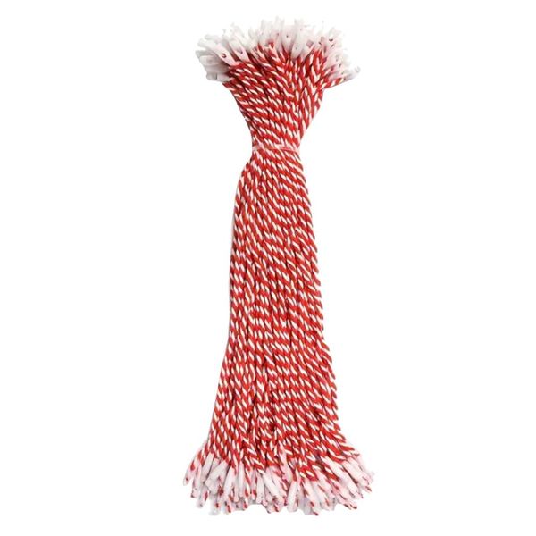 Stationery Red &amp; White Hanging Ropes With Snap Lock Pin Loop 100pcs - 20cm