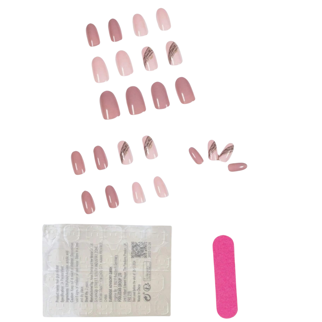 24 Pieces Cute Almond Shape Short Fake Nails With Black Lines | Shop Today. Get it Tomorrow