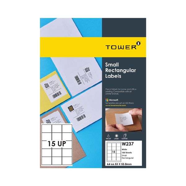 Tower W237 Mailing Inkjet-Laser Labels - Box of 100 Sheets