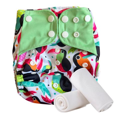 Kid Got Style - Cloth Nappy With 2 Inserts - Toucan Image