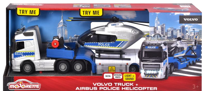 Majorette Grand Series Volvo Truck + Airbus Police Helicopter
