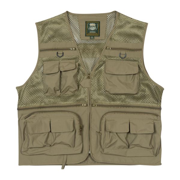 Mesh Fishing Vest Tan 14 Pocket