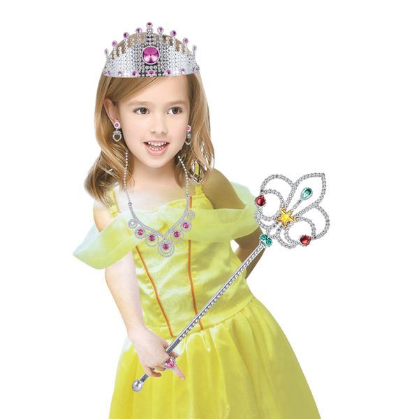 Yellow Princess Costume With Crown, Jewellery &amp; Wand -Role Play, For Kids