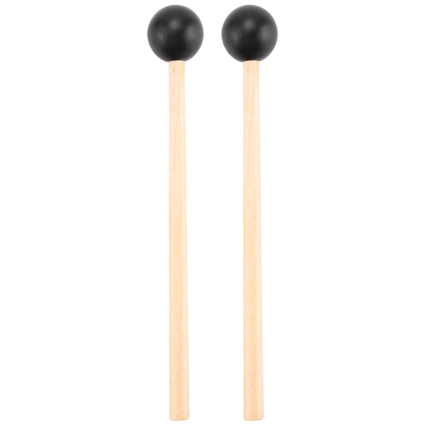 2 Pieces Soft Rubber Head Sticks Wood Handle Bell Mallets Black
