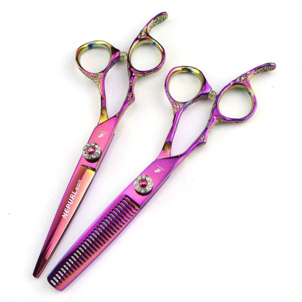 6 Inch Pink Left Hand Scissors Hairdressing Barber Scissors Set