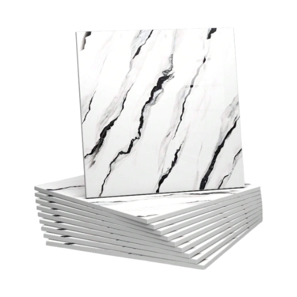 10pc Marble Effect Waterproof Tile Stickers - Black & White