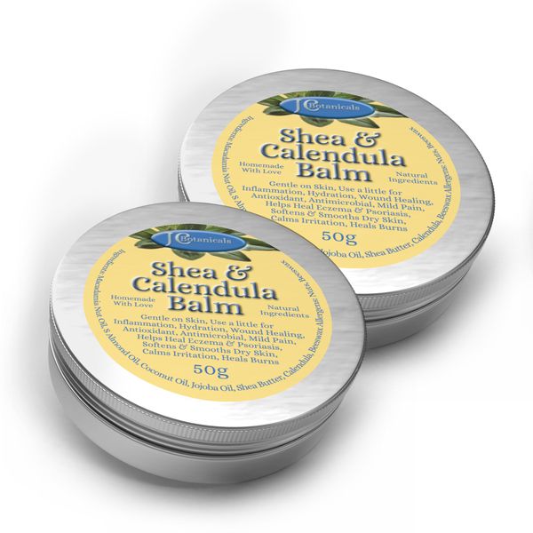 JC Botanicals Natural Herbal Shea Butter &amp; Calendula Healing Balm 50g x 2
