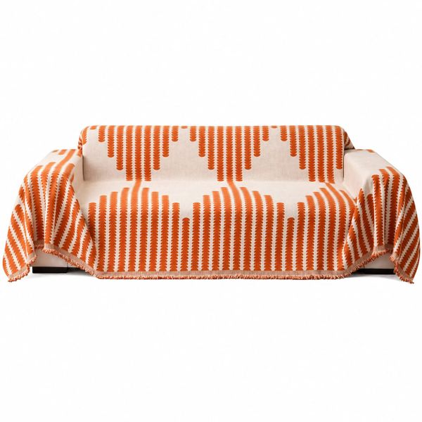 Chenille Couch Blanket Throw Cover- Orange Sofa Blanket Cover- Couch Cover
