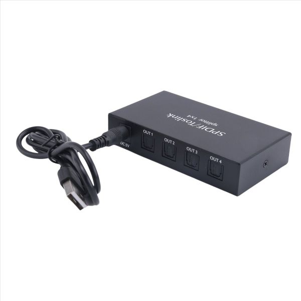 Digital Optical Audio 1X4 Splitter 1 In 4 Out Aluminum Alloy(Us Plug)