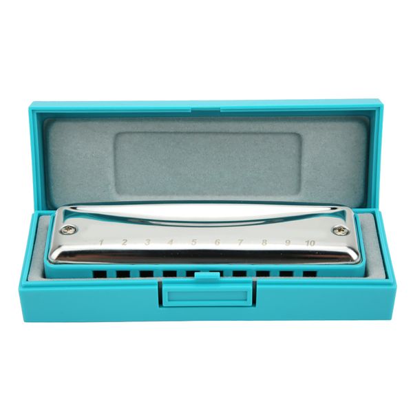 10-Hole Harmonica #F Key Portable Blues Mouthorgan Compatible with Standard