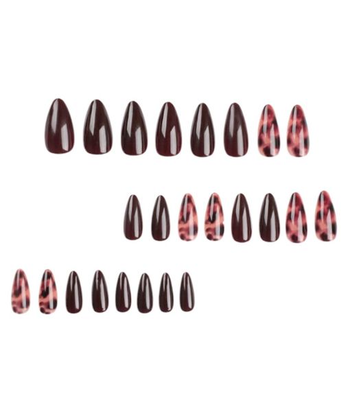 24 Piece - Short Almond Shape Smudge Design Nails - Multicolor