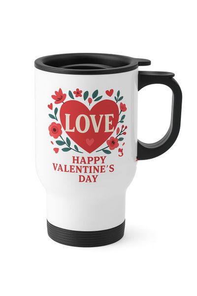 Happy Valentine's Day Floral Love Heart Travel Tea Coffee Mug Perfect Gift