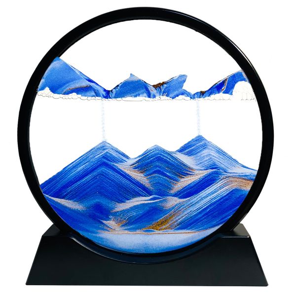 Topika 3D Sand Art Liquid Motion Round Glass Desk Decor, Dynamic Ornaments