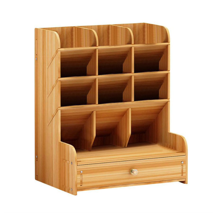 13 Compartment Wooden Desktop Stationery Organizer