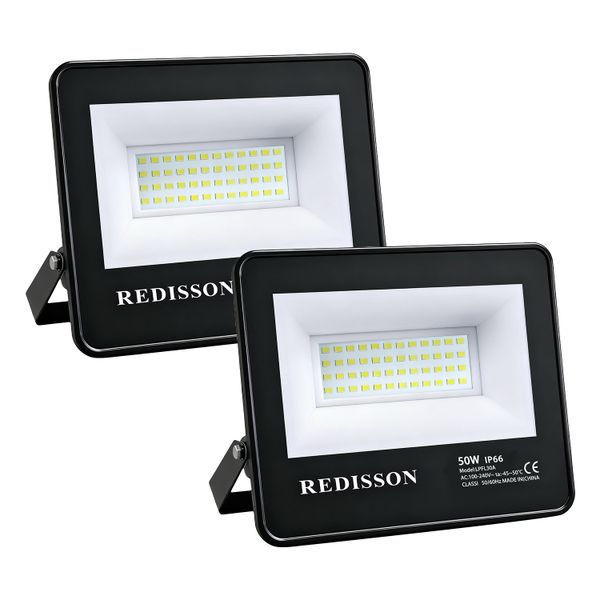 Redisson 2 Pack 50W LED Floodlight IP66 Waterproof Flood Light for Outdoor