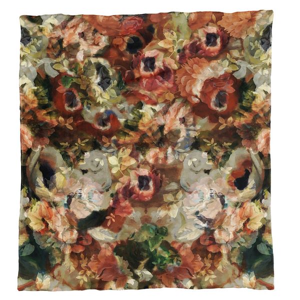Brown Earth Tone Flowers Light Weight Fleece Blanket by Mark van Vuuren