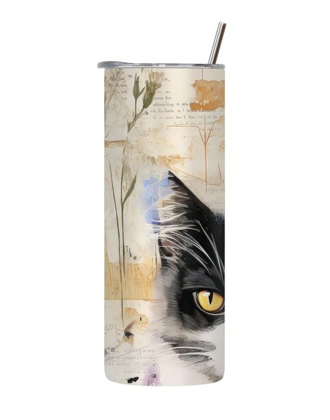 Yellow eyes 20 Oz Tumbler with Lid Straw Cat Lovers Graphic Gift136