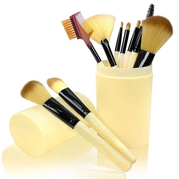 Larry's 12 Piece Cream Cylinder Makeup Brush Set