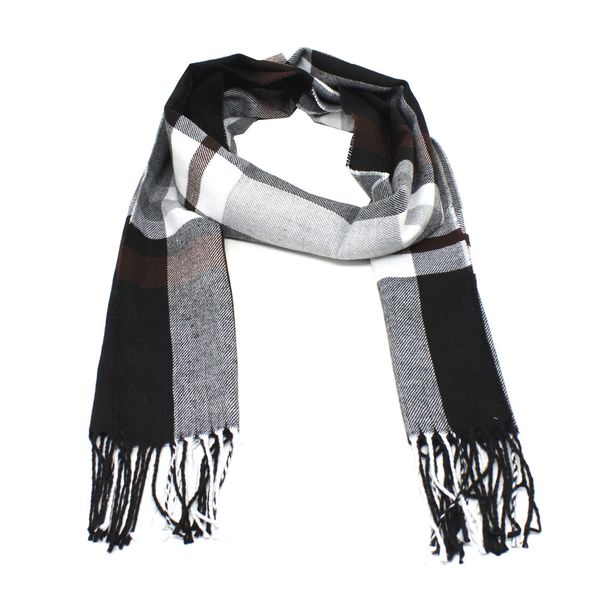 Blackchilli Large Block Scarf - Grey/White/Brown