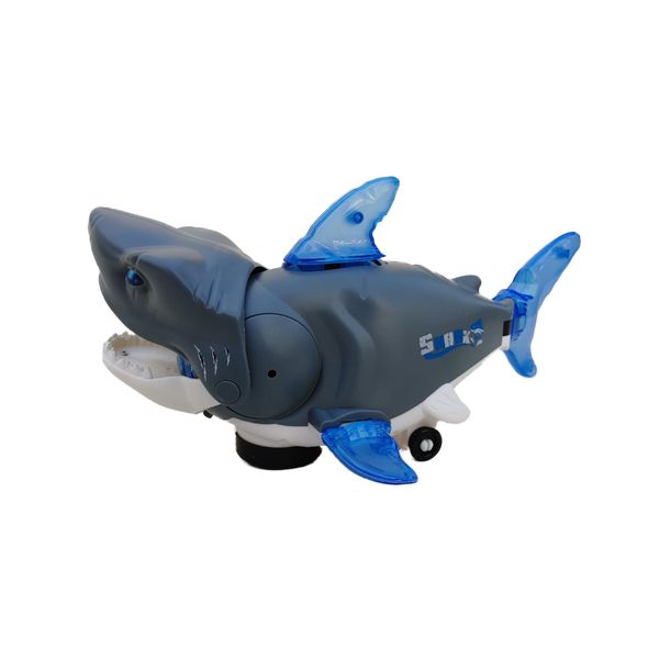 Grey Shark Toy: Lights, Motion, and Wheels for Endless Adventures