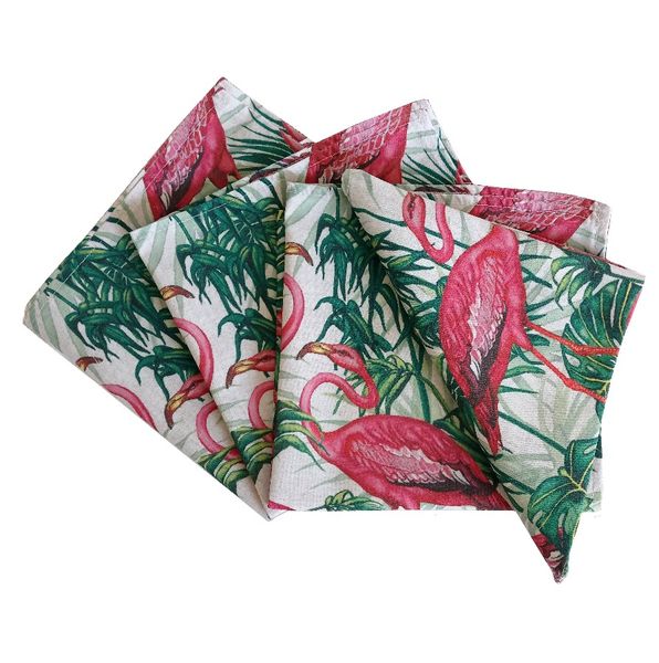 Vintage Flamingo Animal Fabric Printed Napkins 45x45cm - Pack of 4
