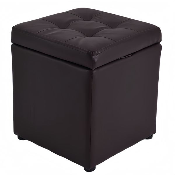 Storage Ottoman Foot Rest Stool Small Leather Ottoman - Brown Blue