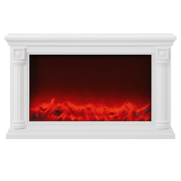 Decorative Electric Fireplace with White Mantel and LED Flame Effect