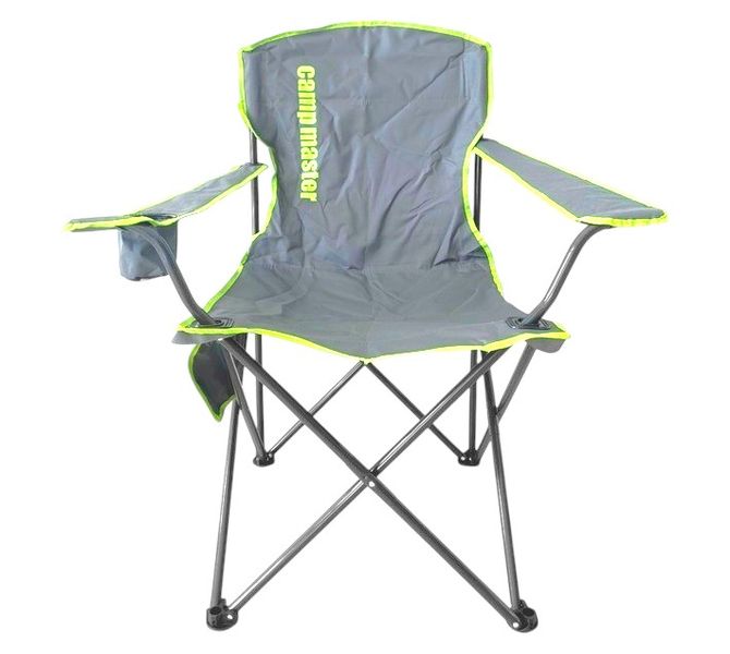 CampMaster Oversize Classic 200 Foldable Camping Chair Grey with Cup Holder