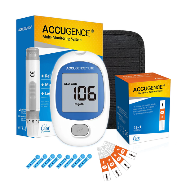 Accugence Light - Blood Uric Acid Meter with 25 x Uric Acid strips